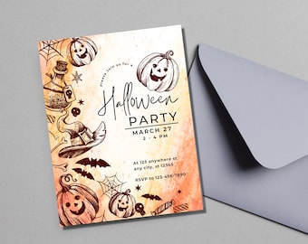 Halloween Costume Party Invitation White Halloween Costume Invite Spooky Halloween Costume Party For Adults Halloween Party Editable Prints