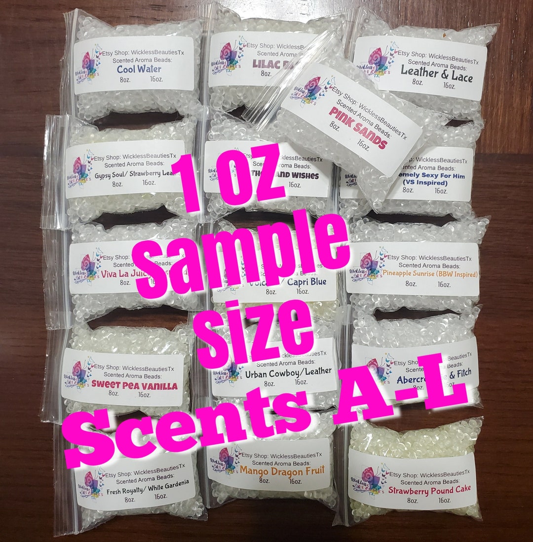 1 Oz Premium Cured Scented Aroma Beads L, Scents AL, Sample Size, Car