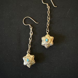 handmade, silver, gold plated, turquoise earring, earrings, Bukhara