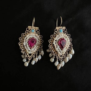 Exquisite Uzbek Earrings: A Fusion of Tradition and Elegance | Handmade gift, sterling silver, gold plated