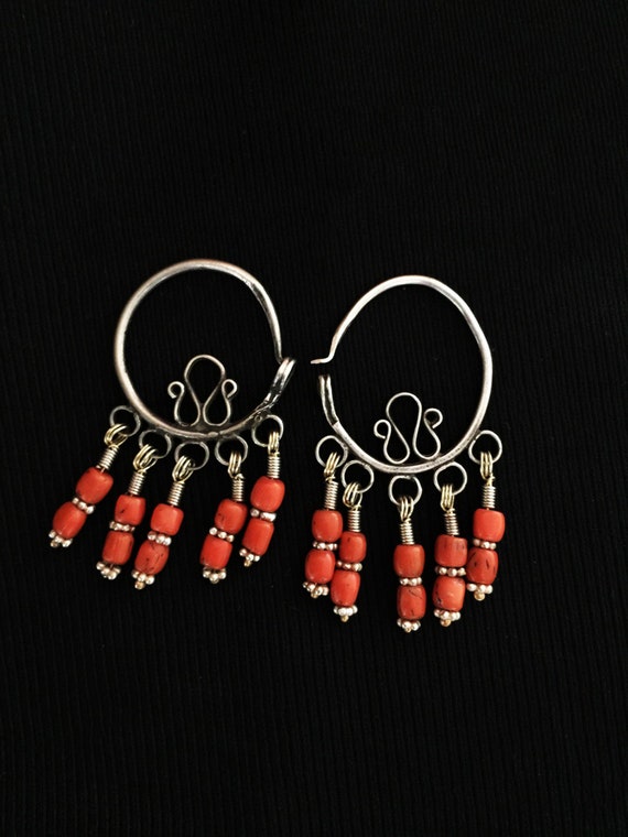 Handmade Vintage Uzbek Bukhara Earrings, Baldoq Ea