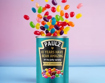 10th Anniversary Gift - 10 Years Have Bean Amazing - Personalised Sweets for Tin Anniverary