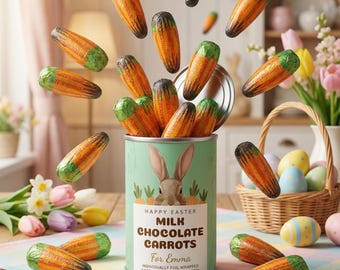 Easter Basket Fillers Gift - Personalised Chocolate Carrots Tin