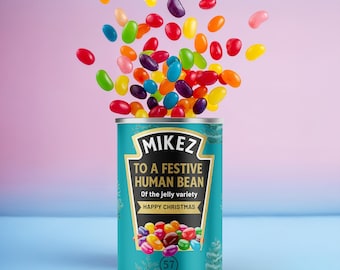 Personalised Christmas Jelly Beans Stocking Filler Secret Santa Tin