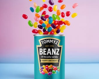 30th Birthday Gift - Personalised Jelly Beans Tin with Name & Year