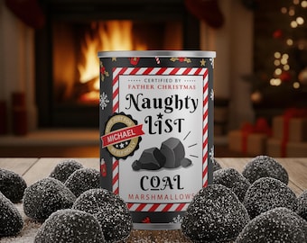 Personalized Christmas Coal Marshmallows – Naughty List Stocking Stuffer
