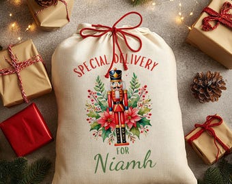 Personalised Christmas Sack - Nutcracker | Christmas Toy Sack | Christmas Stocking |  Small/Large