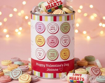 1st Anniversary - Personalised Name Love Hearts Sweet Tin