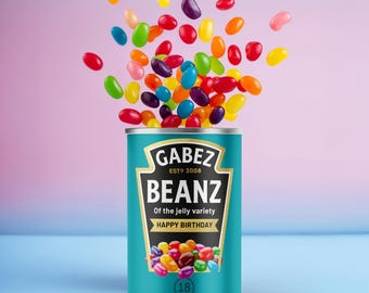18th Birthday Gift - Personalised Jelly Beans Tin with Name & Year