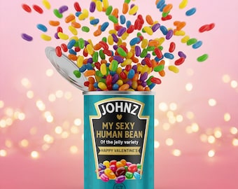 Valentines Gift or Anniversary for Him - Personalised Jelly Beans Tin with Name