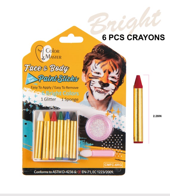 Colormaster Face Paint Crayons Kits for Kids6 Bright Colors, Body