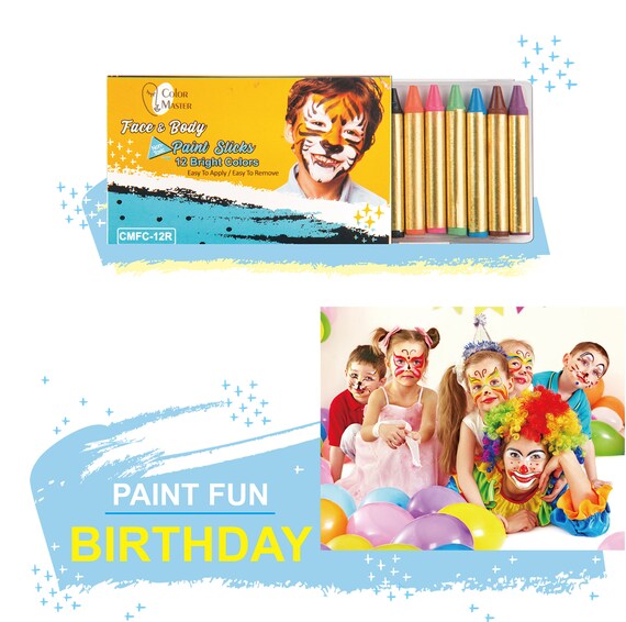 6pcs/12pcs Kids & Babies Face Painting Crayons, Makeup Pencils For Party,  Birthday, Body Painting, Water-soluble Face Paint Kit, Party Supplies