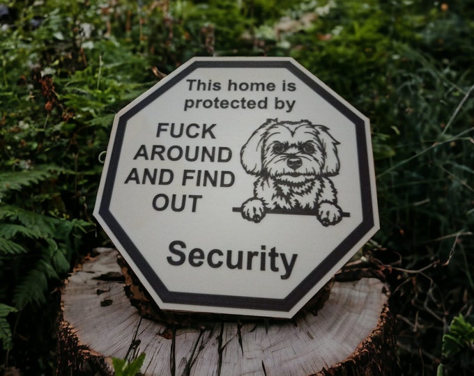 Featured listing image: guardsign shih-tzu dog this home is protected by security sign safety sign 3d printed
