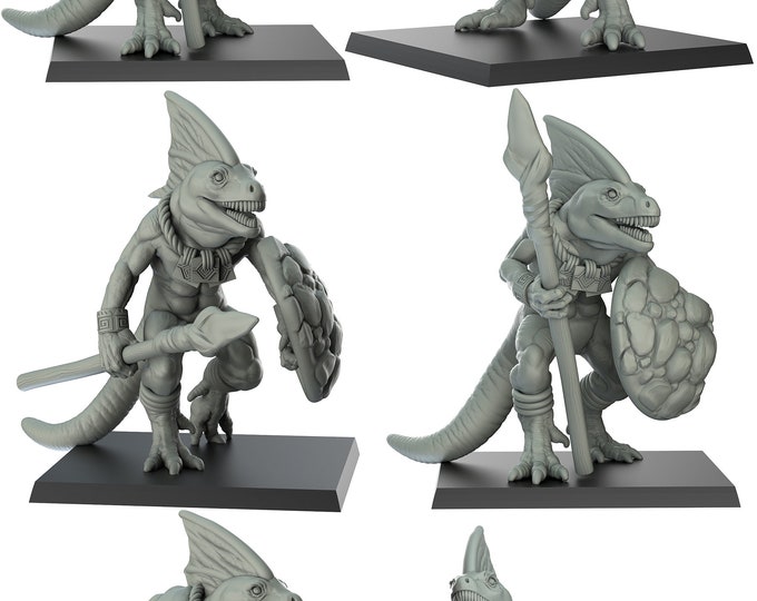 Skink Hunters - 6 Poses - The Last Tribe - Saurian Ancients - Unpainted Miniatures for 28-32mm Tabletop Gaming