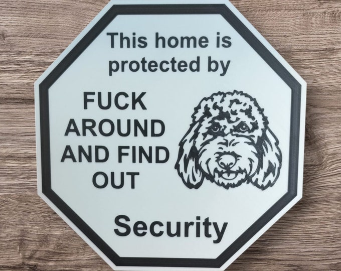 guardsign doodle labradoodle dog this home is protected by security sign safety sign 3d printed