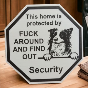 guardsign border collie dog this home is protected by security sign safety sign 3d printed