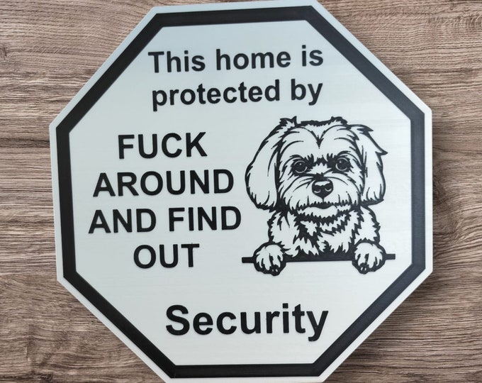 guardsign shih-tzu dog this home is protected by security sign safety sign 3d printed