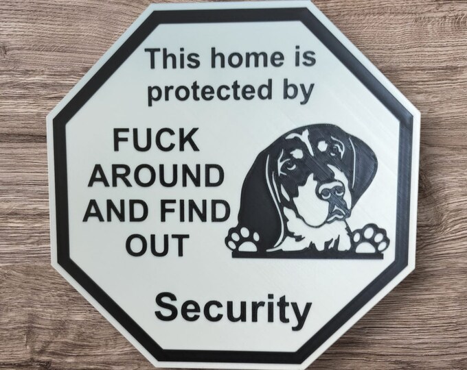 guardsign coonhound beagle dog this home is protected by security sign safety sign 3d printed