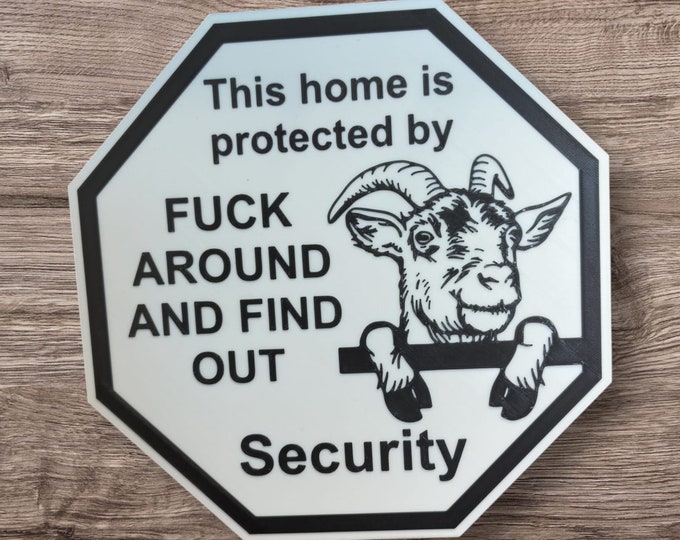 guardsign goat goat this home is protected by security sign safety sign 3d printed