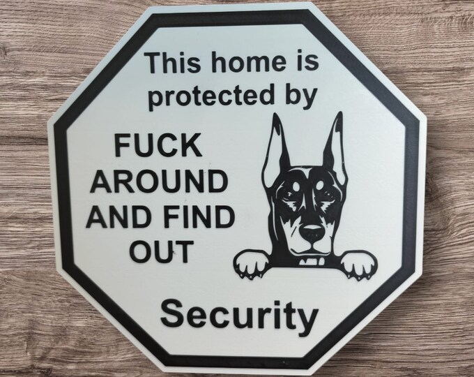 guardsign great dane danish dog dog this home is protected by security sign safety sign 3d printed