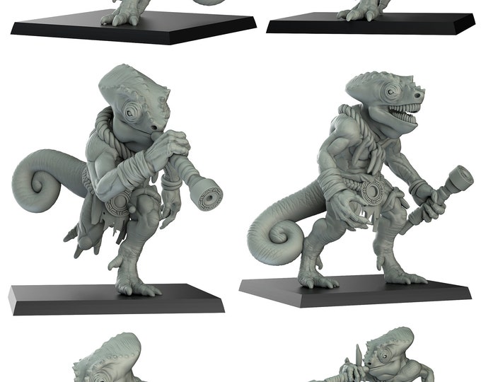 Chameleons - 6 Poses - The Last Tribe - Saurian Ancients - Unpainted Miniatures for 28-32mm Tabletop Gaming