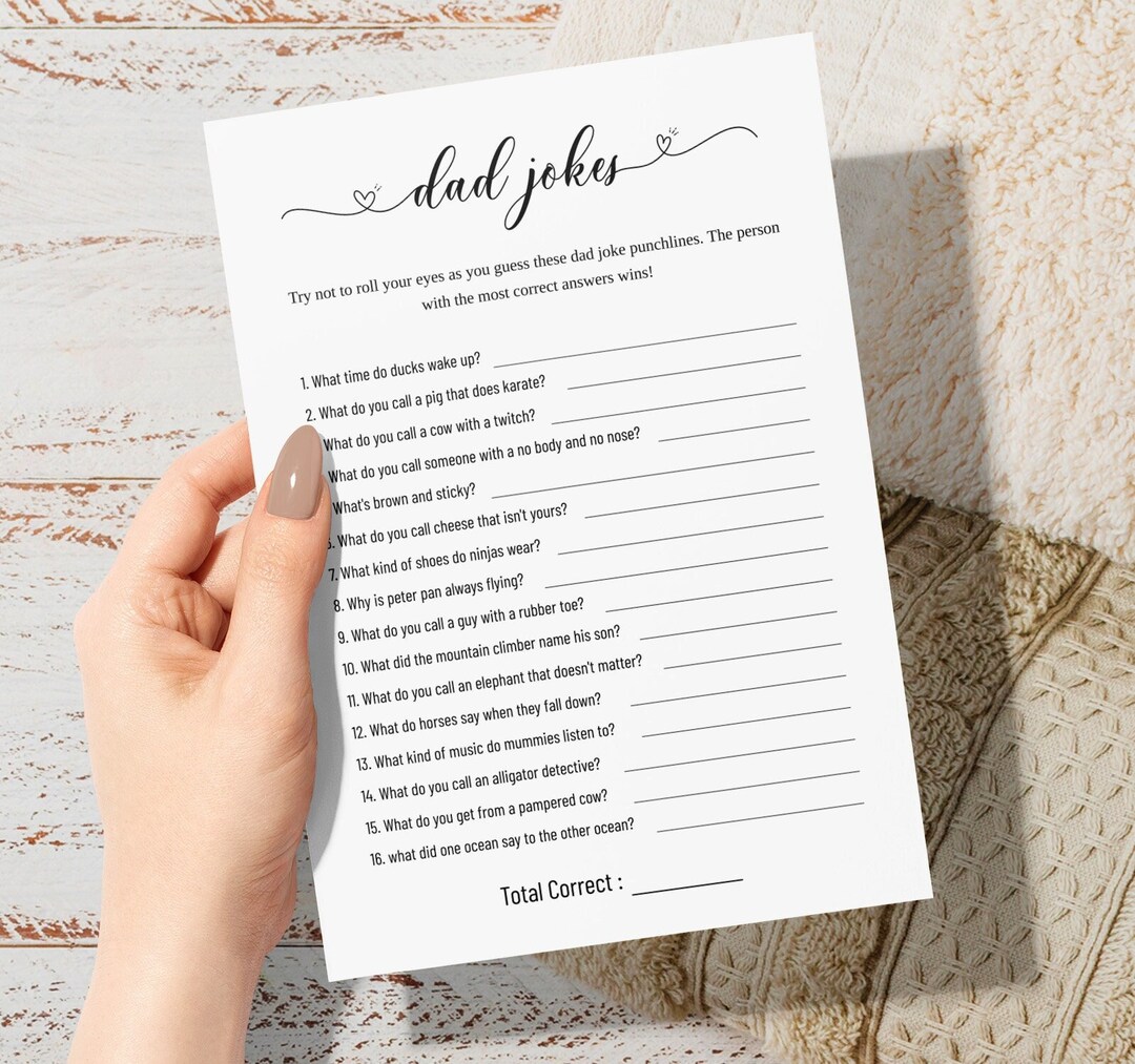 Dad Jokes Baby Shower Game Minimalist Baby Shower Games Dad Etsy