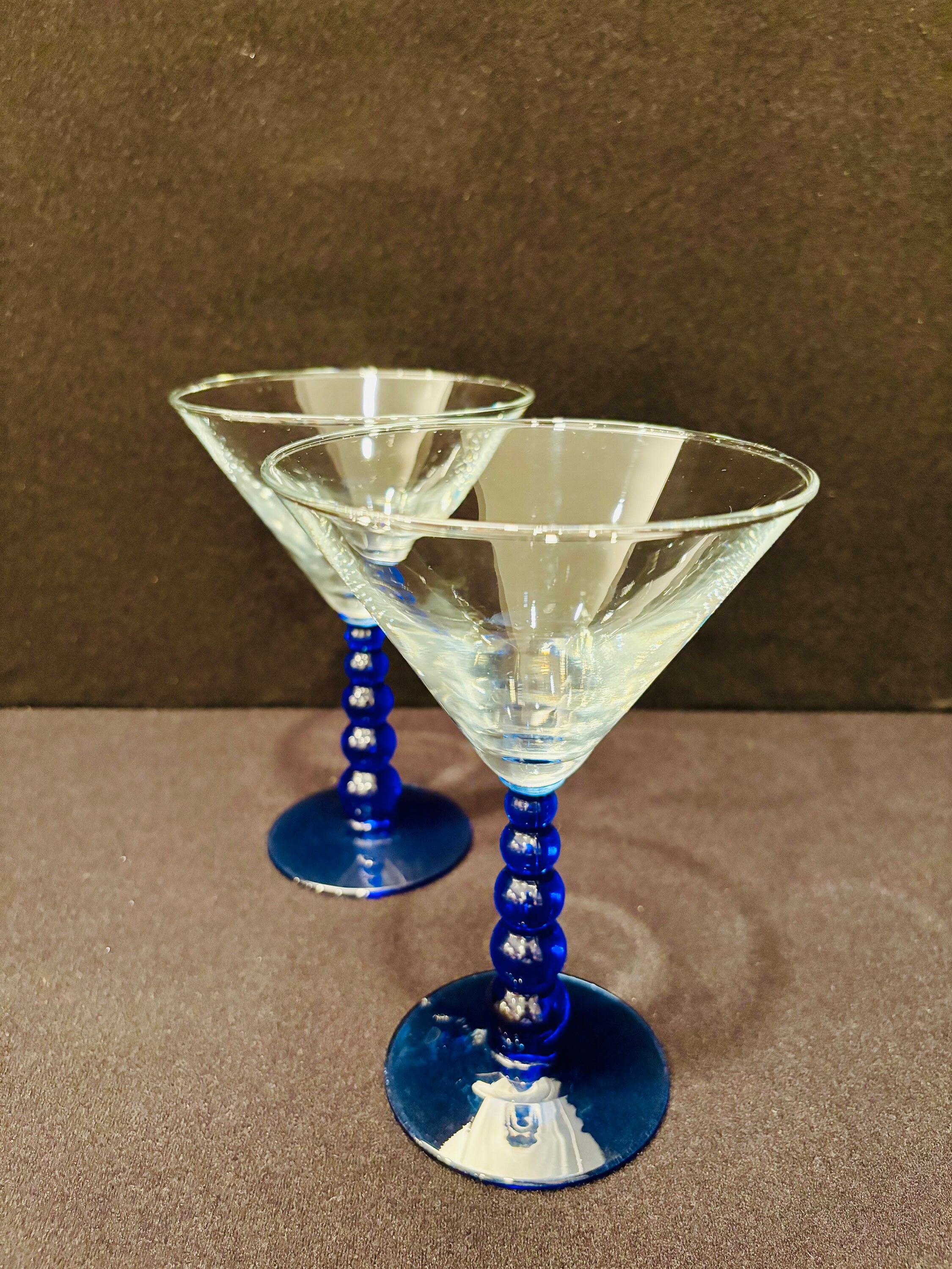 Timeless Indigo Blue Martini Glasses Vintage Libbey Graduated Ball Stem ...