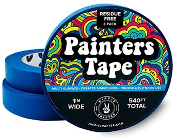 Blue Painters Tape 3 Pack 1" x 60 YDS Masking Tape for Painter's Crafting Art and Walls (180 YDS Total)