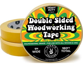 3 Pk Double Stick Tape for Woodworking - 1 inch Wide Wood Tape Double Sided for Woodworkers - 3 Packs 1" x 60 Feet (180FT Total)