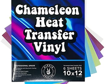 Chameleon Heat Transfer Vinyl HTV  6 Assorted  12"x12" Iron On Vinyl for Cameo 