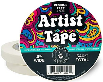 3 Pack Artist Tape White Artists Tape Masking for Drafting Art Watercolor Painting Canvas Framing - Acid Free .6 Inch x 180 Yards Total