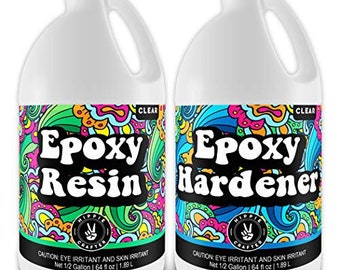 Hippie Crafter Epoxy Resin Crystal Clear Resin Kit Art and Tabletop | 2 Part Countertop (1 Gallon Set)