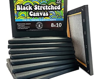 10 Pack Black Stretched Canvas for Painting Blank Art Canvases for Paint