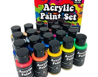 Acrylic Paint Set Premium 20 Colors Paint Acrylic | Art Paints for Canvas and Outdoor Painting 2oz 60ml Bottles