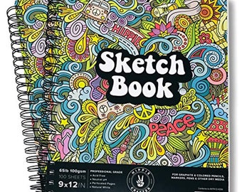 2Pk Sketch Book and Drawing Pad Premium Drawing Paper Books 2 Spiral Notebooks Pads for Artists and Art