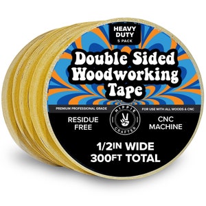 5 Pk Double Stick Tape Double Sided Woodworking Tape Double Sided 1/2&quot; inch 300FT Total