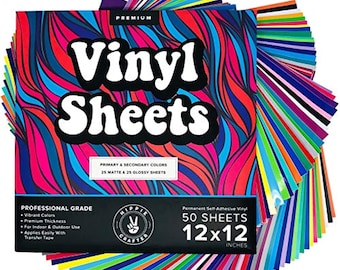 Permanent Vinyl Sheets 50 Pieces Adhesive Vinyl Paper 12" x 12" Pack