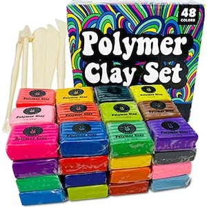 Polymer Clay Set 48 Colors Modeling Clay Sculpting and Oven Bake Kit Baking and Molding