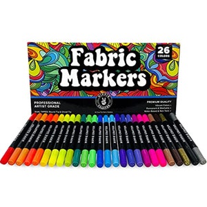 Fabric Markers Permanent for Clothes Upholstery T Shirts Shoe Decorating Fabric Pens 26 Pack