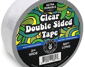 Clear Double Sided Tape 2 inch Wide Heavy Duty Adhesive 2 Sided Strong Duct Thin Tape - 90FT x 2"