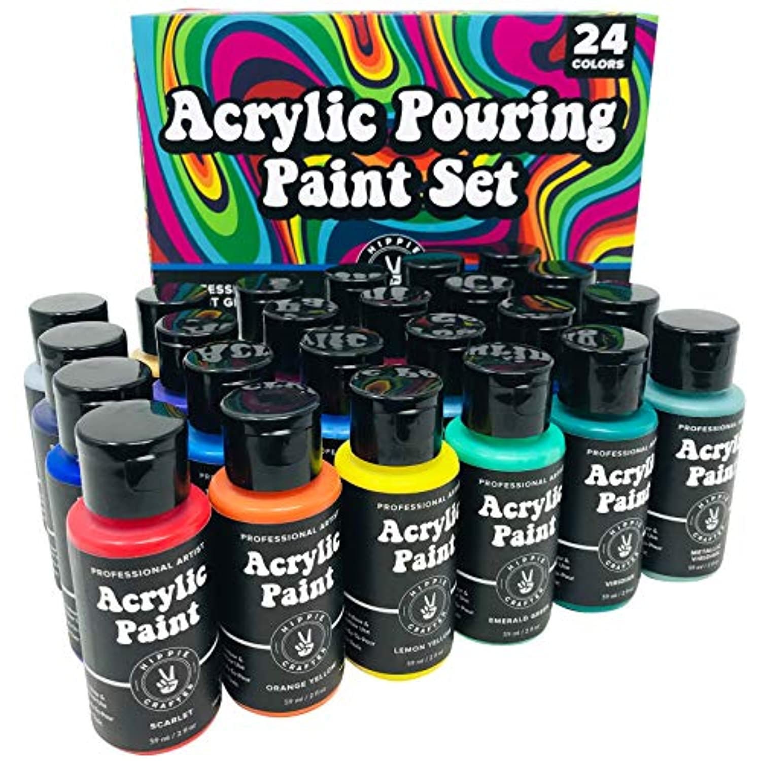 Pintar Art Supply Acrylic Pouring Paints, Set of 20 Colors Easy Pour  Acrylic Paint Pre-mixed, Water-based Craft Paint, 2oz Bottle 