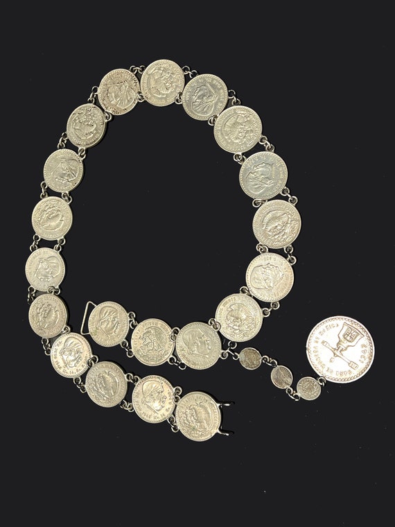 Vintage Rare Mexico Coin Belt 1949 /solid Silver /mexican Coins