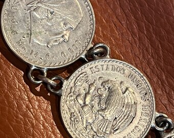 Vintage Rare Mexico Coin Belt 1949 /solid Silver /mexican