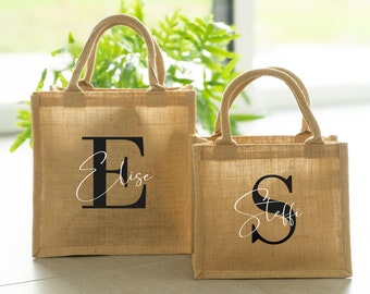 Tasche aus Jute mit Initialen | Geschenk zum Muttertag oder Geburtstag | Brautparty | Hochzeit | Abschiedsgeschenk Lehrer, Erzieher, Hebamme