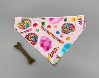 Candy Dog Bandana, Regalo per animale domestico, Accessorio per cani, sopra il collare bandana per cani, Dolci Dog Bandana, Popsicle Candy, Spedizione veloce gratuita