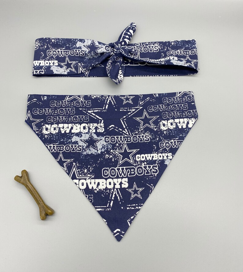 Matching Dallas Cowboys Dog Bandana and Owner Headband Set, Gift for