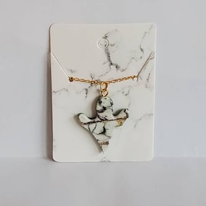 Green marble ghost necklace with gold flake on gold plated chain