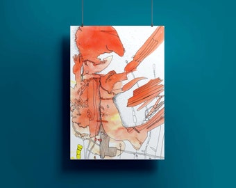 Fine Art Print, Kunst Druck, Illustration DIN A4 " Wut"