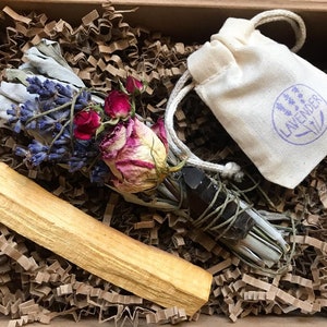 Sage and Crystal gift boxes/ Sage wand Palo Santo