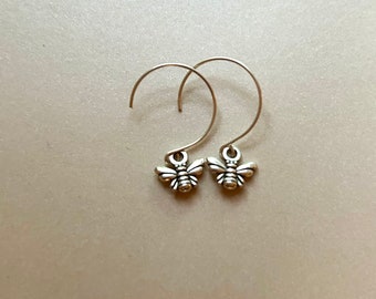 Bee earrings/ tiny bumble bee earrings/ honey bee earrings/ silver bee earrings